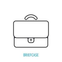 Briefcase for documents. Outline icon. Vector illustration. Businessman suitcase. Symbols of business, finance and office management. Thin line pictogram for user interface. Isolated white background