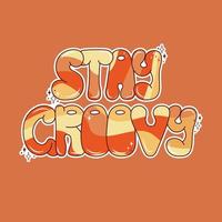 Retro groovy postcard. Stay groovy. Hippie and boho style. Hand-drawn lettering. vector