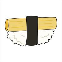 sushi with daikon and nori. vector illustration on a white background.