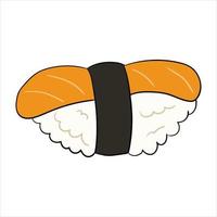 sushi with salmon and nori. vector illustration on a white background.