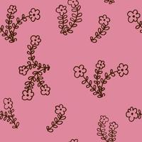 Seamless pink pattern with hand drawn flowers. Vector illustration.