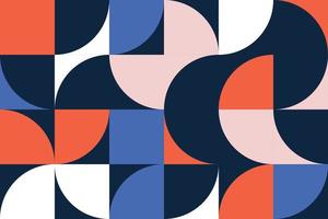 Colorful geometric seamless pattrens in the Bauhaus style. Abstract decorative tileable background with squares, semicircles, hilf-circles geometry shapes vector