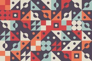 Retro seamless pattern with simple tracery geometric. Flat colorful shape background design vector