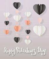 Happy Valentine's Day, modern ink brush calligraphy with hearts. vector