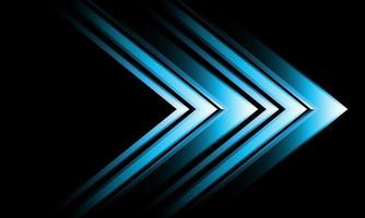 Abstract blue metallic arrow direction geometric on black with blank space design modern technology futuristic background vector