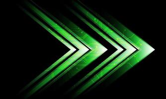 Abstract green circuit arrow direction geometric on black with blank space design moderntechnology futuristic background vector