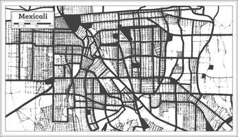 Mexicali Mexico City Map in Black and White Color in Retro Style. Outline Map. vector