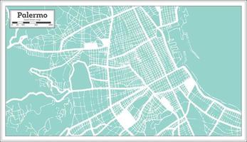 mapa de la ciudad de palermo italia en estilo retro. esquema del mapa. vector