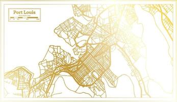 mapa de la ciudad de port louis mauricio en estilo retro en color dorado. esquema del mapa. vector