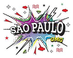 texto cómico de sao paulo en estilo pop art aislado sobre fondo blanco. vector