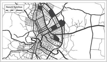 Sancti Spiritus Cuba City Map in Black and White Color in Retro Style. Outline Map. vector