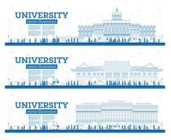 esbozar el conjunto del campus universitario. estudiar pancartas. ilustración vectorial vector