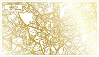 mapa de la ciudad de gante bélgica en estilo retro en color dorado. esquema del mapa. vector