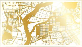 mapa de la ciudad de gwangju corea del sur en estilo retro en color dorado. esquema del mapa. vector