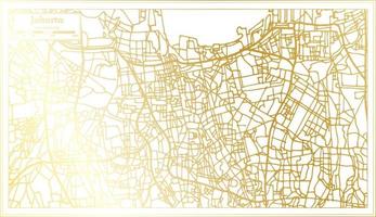 Jakarta Indonesia City Map in Retro Style in Golden Color. Outline Map. vector