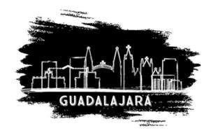 Guadalajara Mexico City Skyline Silhouette. Hand Drawn Sketch. vector