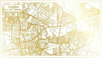 mapa de la ciudad de lusaka zambia en estilo retro en color dorado. esquema del mapa. vector