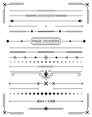 Set of Retro Decorative Page Dividers and Design Elements.