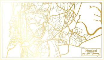Mumbai India City Map in Retro Style in Golden Color. Outline Map. vector