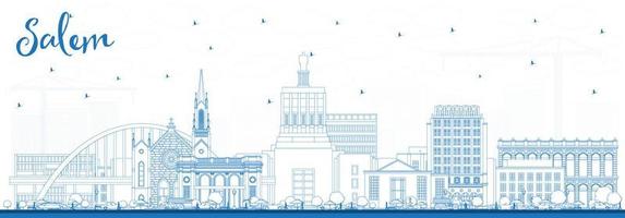 Outline Salem Oregon City Skyline with Blue Buildings. vector