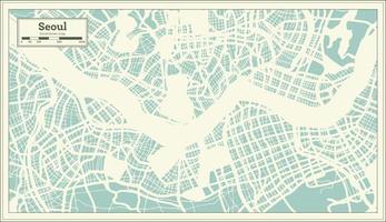 mapa de la ciudad de seúl corea del sur en estilo retro. esquema del mapa. vector