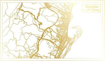 messina mapa de la ciudad de italia en estilo retro en color dorado. esquema del mapa. vector