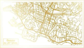 mapa de la ciudad de génova italia en estilo retro en color dorado. esquema del mapa. vector