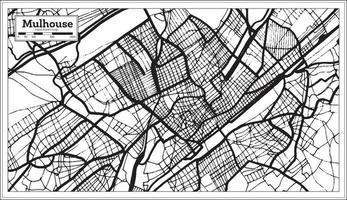 mapa de la ciudad de mulhouse francia en color blanco y negro en estilo retro. esquema del mapa. vector