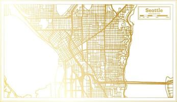 mapa de la ciudad de seattle usa en estilo retro en color dorado. esquema del mapa. vector