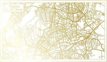 mapa de la ciudad de vilnius lituania en estilo retro en color dorado. esquema del mapa. vector