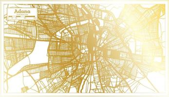 Adana Turkey City Map in Retro Style in Golden Color. Outline Map. vector