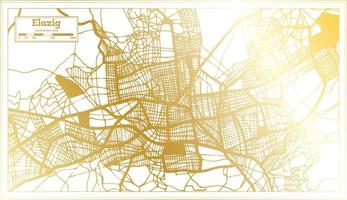 mapa de la ciudad de elazig turquía en estilo retro en color dorado. esquema del mapa. vector