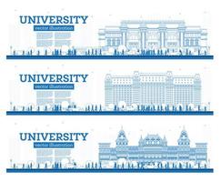 Outline University Campus Set. Study Banners. vector