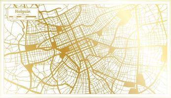 Holguin Cuba City Map in Retro Style in Golden Color. Outline Map. vector