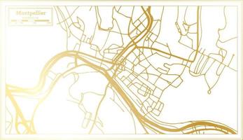 Montpellier France City Map in Retro Style in Golden Color. Outline Map. vector