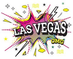 Las Vegas Comic Text in Pop Art Style Isolated on White Background. vector