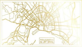 mapa de la ciudad de palma de mallorca españa en estilo retro en color dorado. esquema del mapa. vector