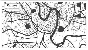 mapa de la ciudad de verona italia en color blanco y negro en estilo retro. esquema del mapa. vector