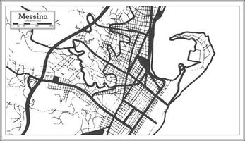 messina mapa de la ciudad de italia en color blanco y negro en estilo retro. esquema del mapa. vector