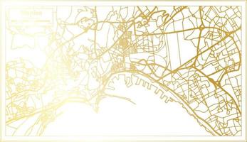 mapa de la ciudad de nápoles italia en estilo retro en color dorado. esquema del mapa. vector