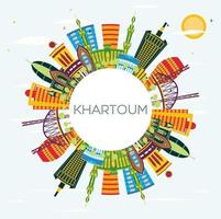 Khartoum Sudan City Skyline with Color Buildings, Blue Sky and Copy Space. vector