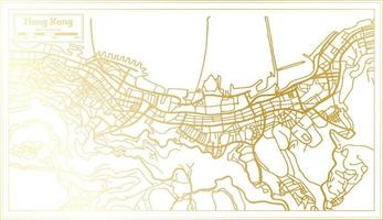 Hong Kong China City Map in Retro Style in Golden Color. Outline Map.