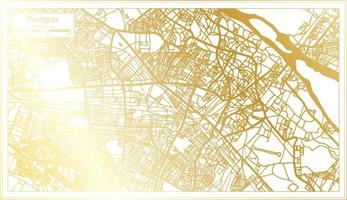 Kanpur India City Map in Retro Style in Golden Color. Outline Map. vector