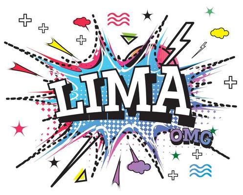 Lima Comic Text in Pop Art Style Isolated on White Background.