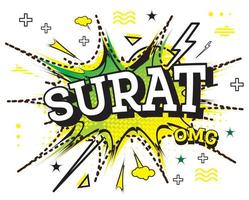 Surat Comic Text in Pop Art Style Isolated on White Background. vector