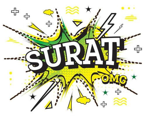 Surat Comic Text in Pop Art Style Isolated on White Background.