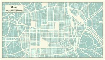 mapa de la ciudad de xian china en estilo retro. esquema del mapa. vector