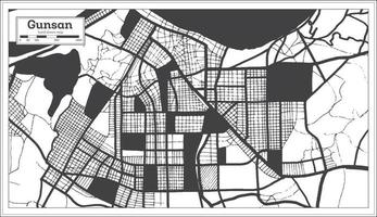 Gunsan South Korea City Map in Black and White Color in Retro Style. vector