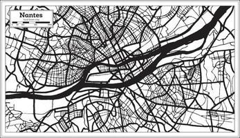 Nantes France Map in Black and White Color. vector