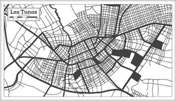 mapa de la ciudad de las tunas cuba en color blanco y negro en estilo retro. esquema del mapa. vector